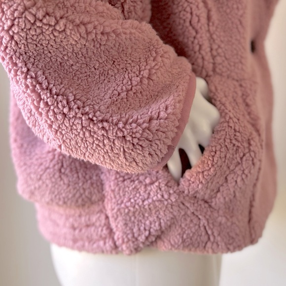 Free People Joplin Cozy Sherpa Faux Fur Teddy Jacket in Smoked Pink, XS NWT - Picture 10 of 13